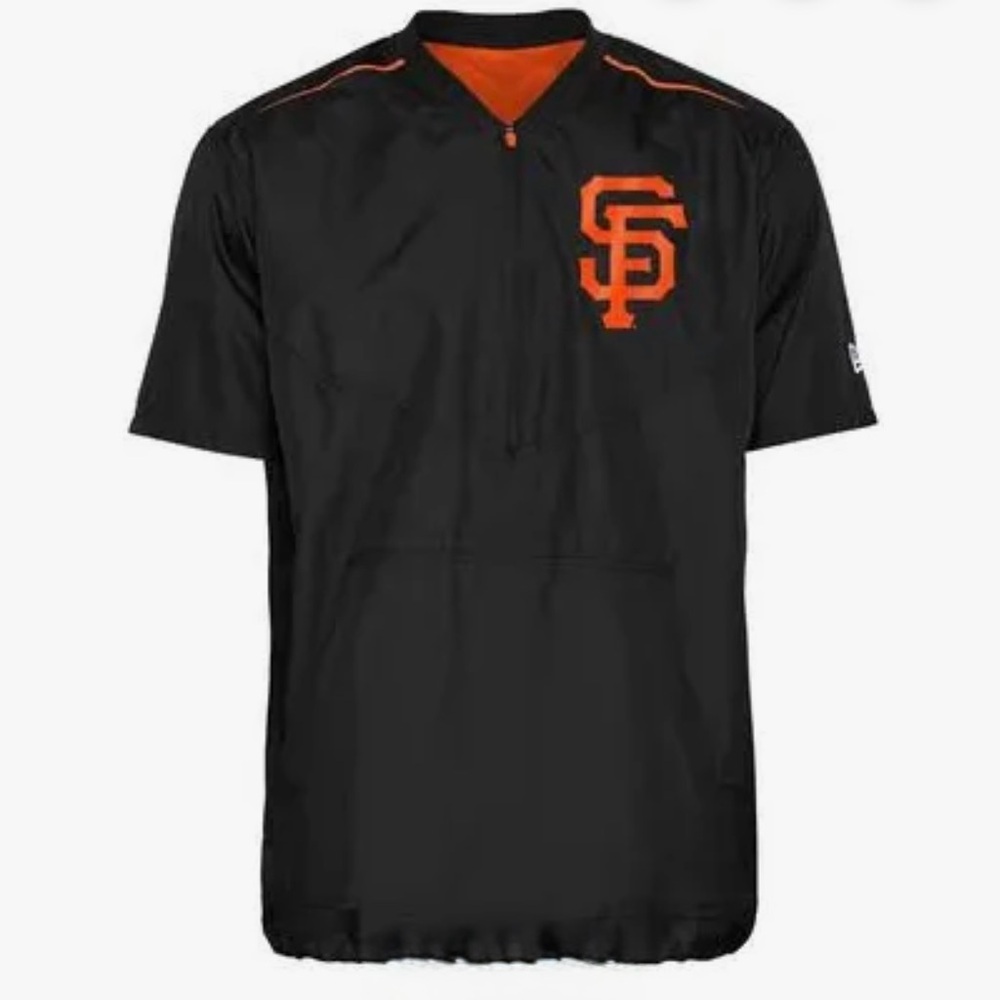 NWT San Francisco Giants Men's NewEra Black Half-Zip Short Sleeve Windshirt, 3XL